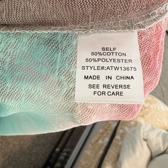 AndtheWhy V-Neck Tunic in Pink and Blue Tie Dye Oversized Lightweight Summer - Picture 5 of 6